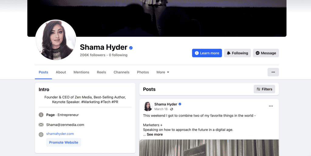 Shama Hyder FB profile